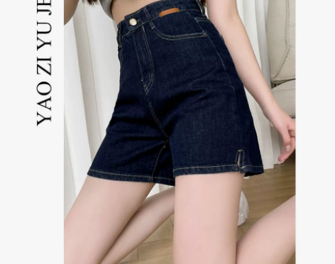 A字牛仔短裤女薄款夏季2022新款高腰显瘦...