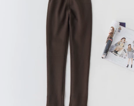 女士纯棉中腰铅笔裤纯色打底裤咖啡色 春秋款...