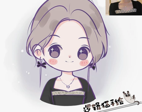 Q版蓝莓风手绘头像定制萌版情侣头像情侣简笔...