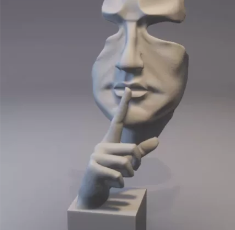 打印沉默是金3D模型图纸 stl文件摆件装...