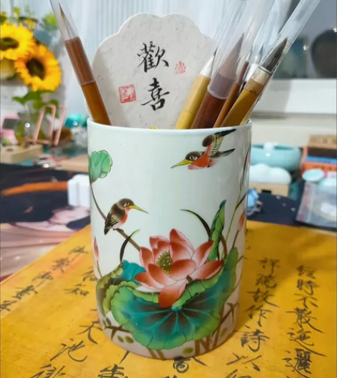 【一件包邮处理】清同治粉彩荷花图家和万事兴...