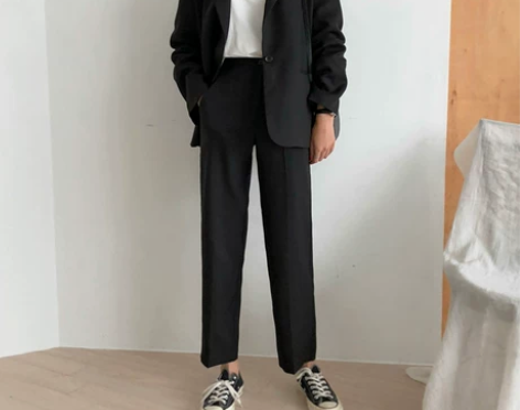 2022新款坠感阔腿裤女春秋韩版宽松西装裤...