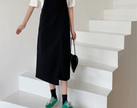 大码裙子女装夏季新款胖梨形身材mm牛仔背带...