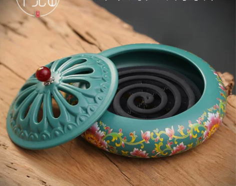 蚊香托盘香炉家用沉香熏香室内陶瓷香薰炉蚊香...