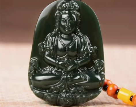 天然和田玉观音吊坠 随机赠送挂绳，新疆西藏...