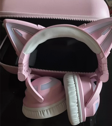 妖舞猫耳朵耳机3s 可砍 发光 头戴式 蓝...