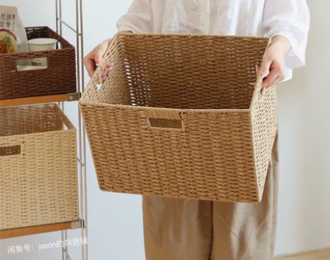 【低价包邮】日式储物盒草编藤编杂物玩具零食...