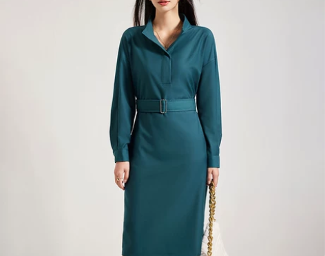 面料故事23年简约舒适休闲长袖高级感赫本风...