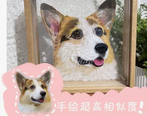 宠物手绘定制立体画实体相框摆台周边纪念品礼...