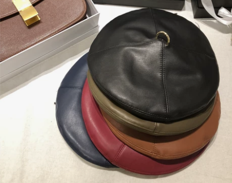 好搭款~欧美皮质贝雷帽女软报童帽日韩范皮帽...