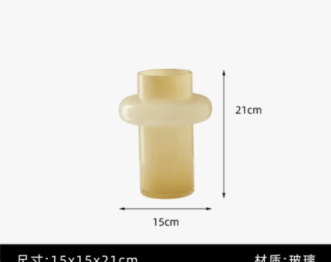 复古芬顿中古玻璃花瓶摆件客厅插花ins风高...