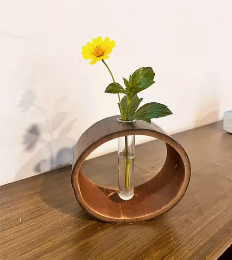 中式竹艺水培花器 创意桌面摆件 中国风插花...