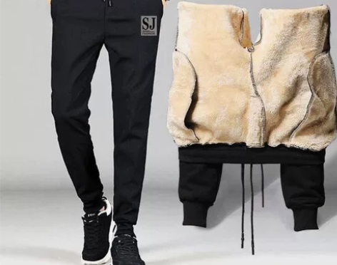 冬季男士加绒加厚休闲裤大码宽松保暖男裤子羊...