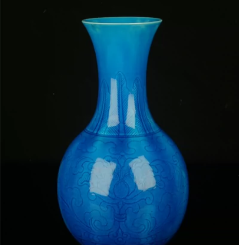 50年代轻工业部陶瓷研究所试制 ?孔雀蓝釉...