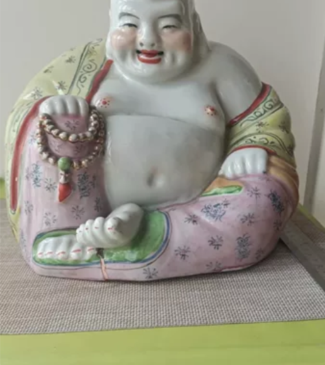 老货旧货五六十年代景德镇陶瓷弥勒佛塑像。尺...