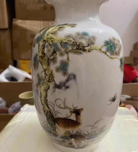 微瑕疪#富光保温杯家居客厅陶瓷花瓶装饰品插...