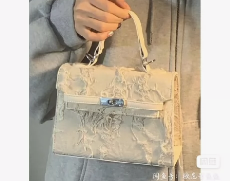 一竹春高级感小众设计包包女新款复古牛仔布乞...