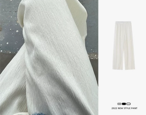 白色小个子阔腿裤女春秋高腰垂感直筒裤宽松高...