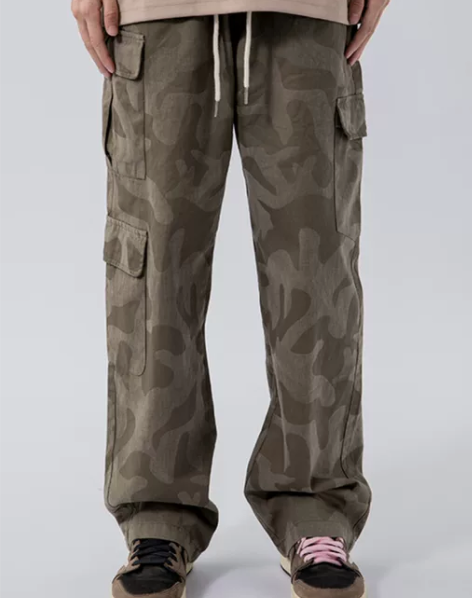 烦恼的Octopusl国潮美式迷彩工装裤街...