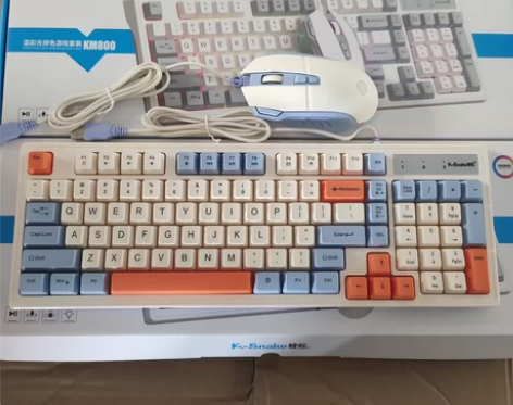 全新蝰蛇KM800键盘鼠标套装有线发光机械...
