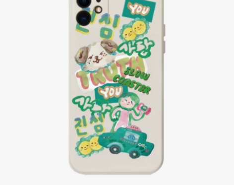 油画插画涂鸦可爱液态硅胶手机壳适用苹果15...