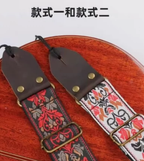 吉他背带民谣肩带刺锈经典款纯棉带子肩带贝斯...