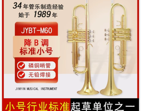金音乐器M60小号乐器降B调漆金初学者家庭...
