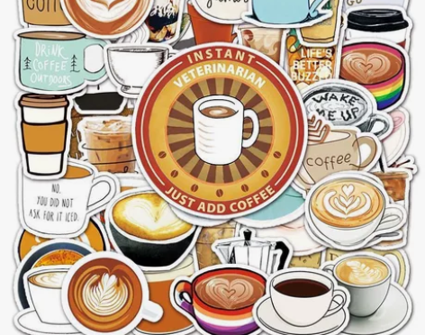 【全新未拆】可爱咖啡贴纸50张/套个性卡通...