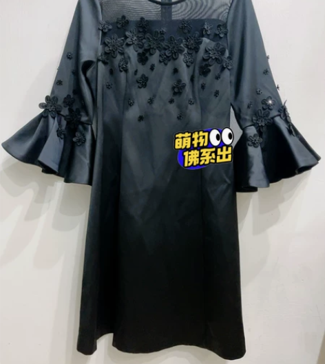 拉夏贝尔PueIIa品牌黑色礼服连衣裙，细...