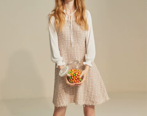 拉贝缇小香风连衣裙子女装秋长袖法式复古打底...