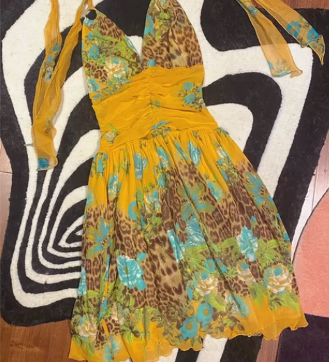 Roberto Cavalli 镶钻纱裙连...