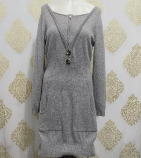 汗蒙兰齐羊绒衫连衣裙100%山羊绒女士M码...