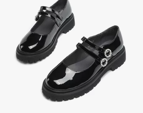 热风时尚玛丽珍女单鞋日系厚底圆头娃娃鞋黑色...