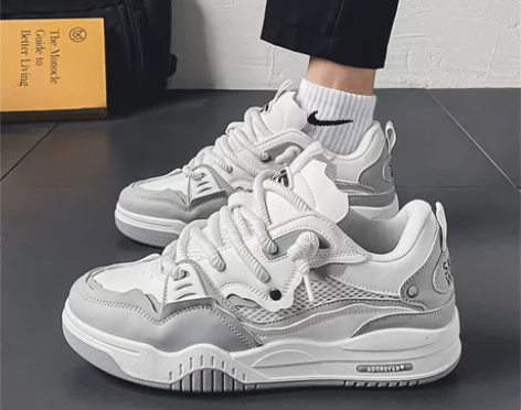 男鞋2023新款夏季透气网面百搭休闲增高面...