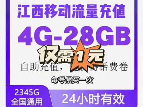 【江西移动】移动流量充值4GB-24GB流...