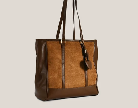 优尚女包拼接绒面爱心托特包腋下包2022新...