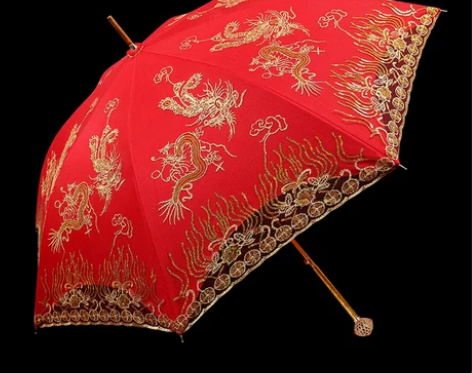 【狂欢价】红伞婚庆结婚出嫁伞蕾丝花边刺绣长...