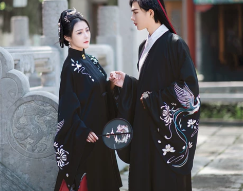 如梦霓裳汉服传统男款道袍秋风辞青鸟绣花大袖...