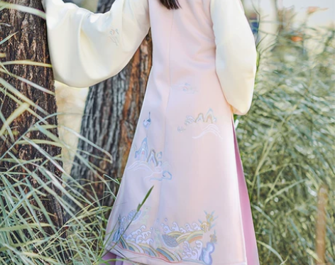 如梦霓裳汉服女装长比甲山海经昆仑玉绣花无袖...