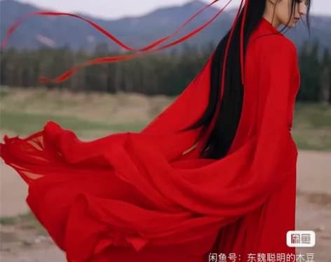 大红色女汉服+白色内衬衣 古装广袖流仙裙 ...