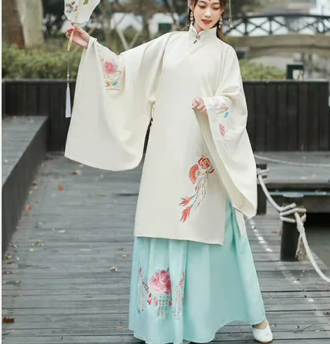 汉旭原创正品汉服女【花栖凤】袄裙刺绣立领褶...