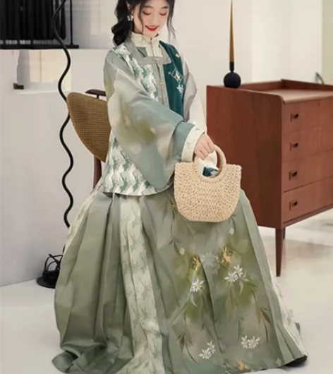 柒邑原创汉服女明制比甲【竹菊兔兔茶】中国风...