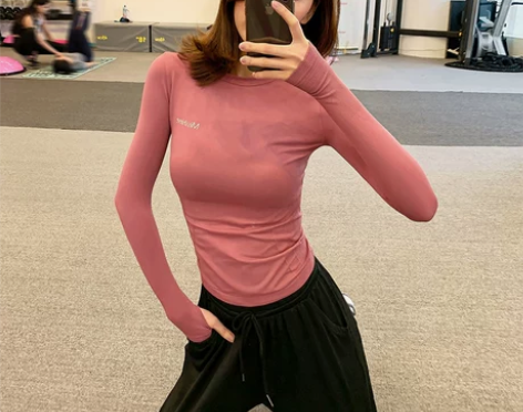 春秋长袖瑜伽服上衣打底百搭显瘦速干紧身跑步...