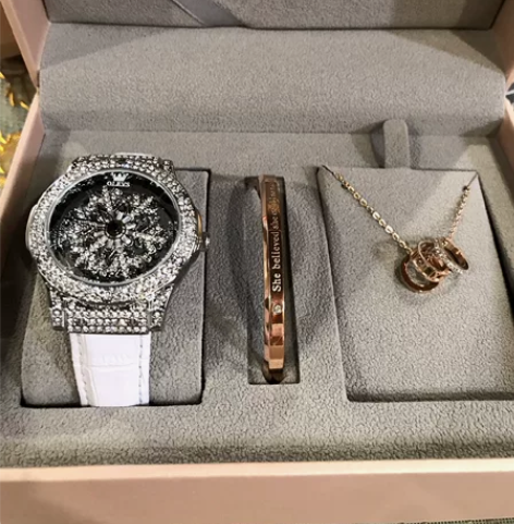 欧利时正品高颜值五芒星满天星女士手表镶钻轻...