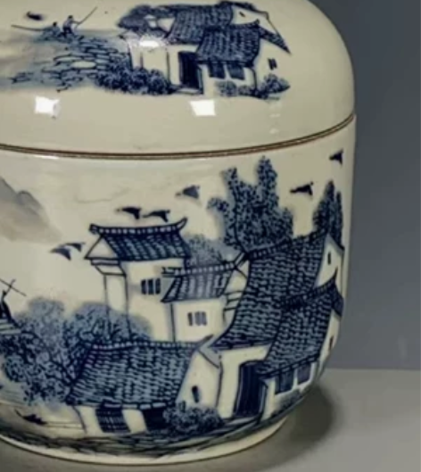 老柴烧，青花手绘茶叶罐，闲置转，看好再拍售...