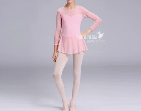 芭蕾娃娃中芭专款芭蕾舞裙练功服女蕾丝长袖儿...