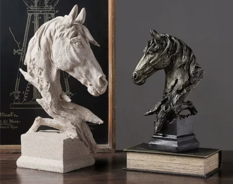 欧式复古马头摆件创意摆件家居书房样板房玄关...