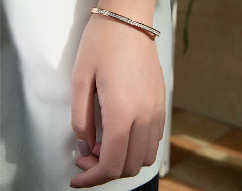 钻石钛钢手镯女不掉色高级感轻奢小众设计感玫...