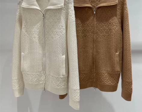 LP女装2023秋冬新款重工镂空绣花羊绒针...