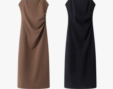 拉夏贝尔吊带连衣裙女2023春夏款高级感小...